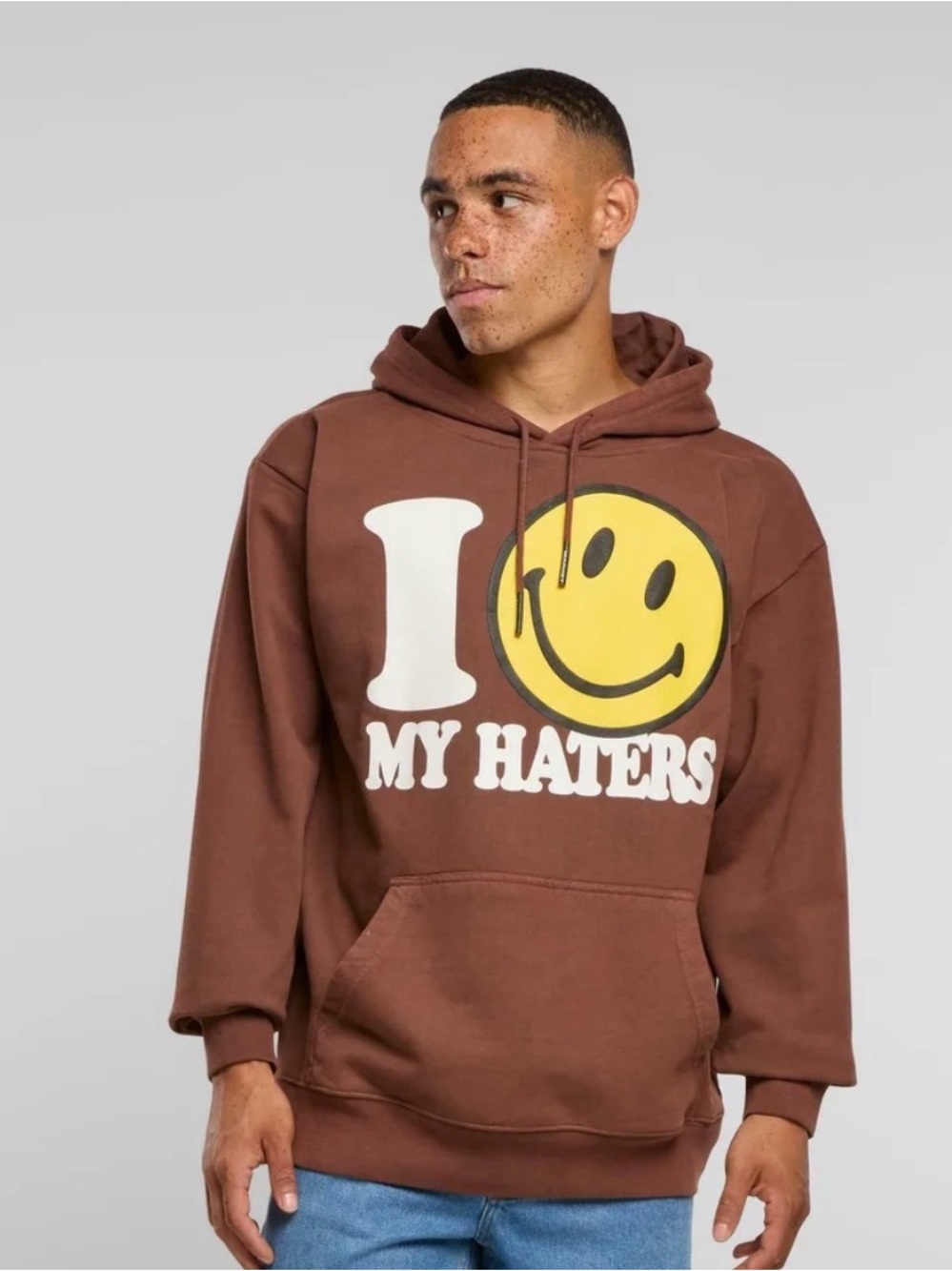 MARKET X Smiley Haters Pullover Hoodie Sweatshirt in Acorn Men’s Large